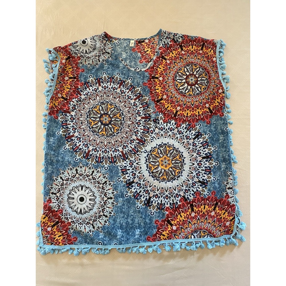 Yincro‎ Women's chiffon Swimsuit Beach Cover-up Size B Mandala Pattern.